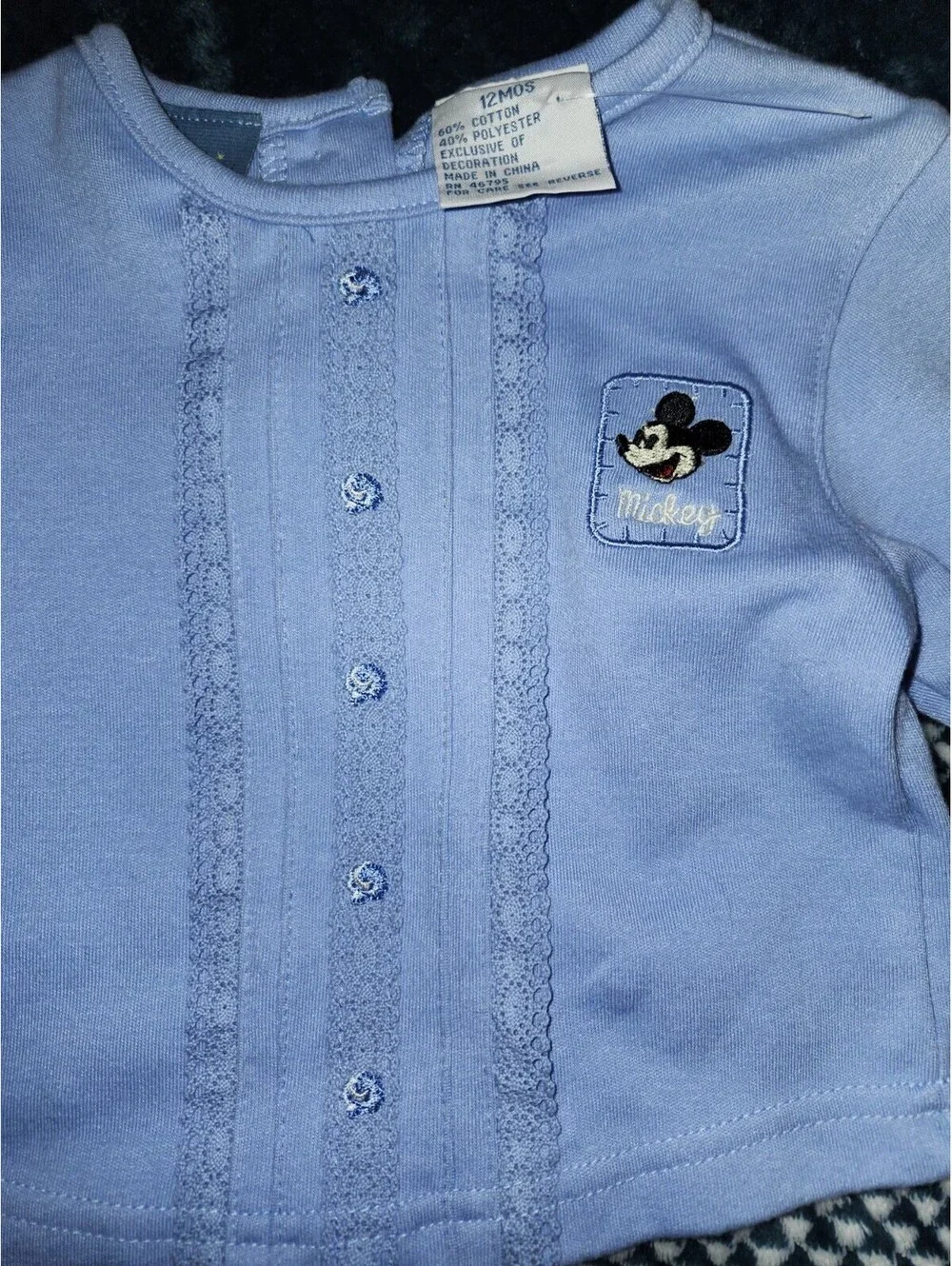 Vintage Baby light blue Disney baby boy Mickey Mouse long-sleeve shirt